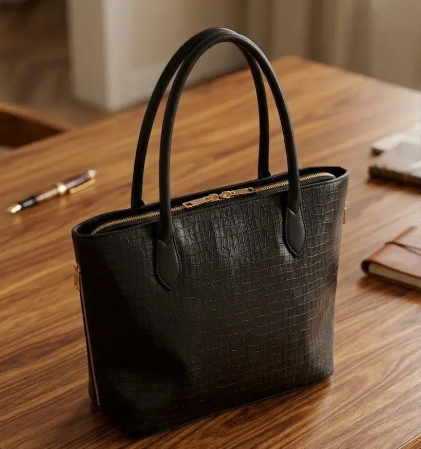 Elegant Croc Texture Tote Handbag for Women