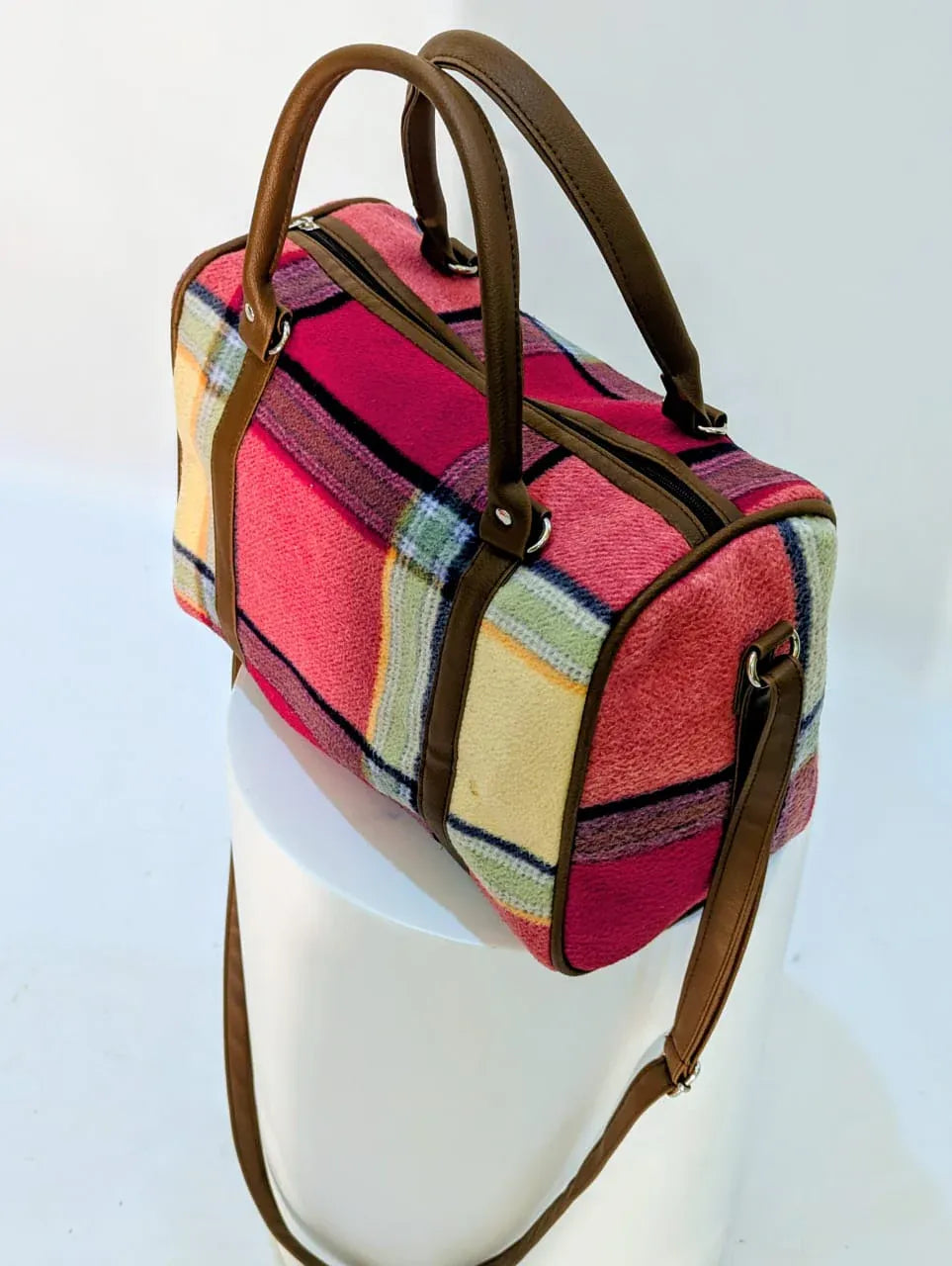 Colorblock Plaid Handbag